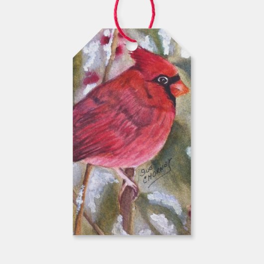 RED CARDINAL BIRD UIT SANTA CLAUS GIFT-LABELS CADEAULABEL (Achterkant)