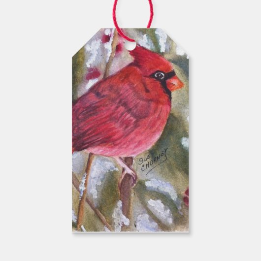 RED CARDINAL BIRD VAN SANTA CLAUS CADEAULABEL (Achterkant)