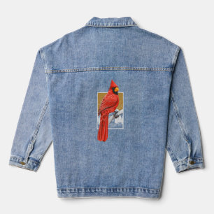 Red Cardinal Bird Watcher Bird Watching Natuur Bir Denim Jacket