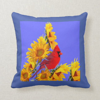 RED CARDINAL BIRD YELLOW SUNFLOWERS ART KUSSEN