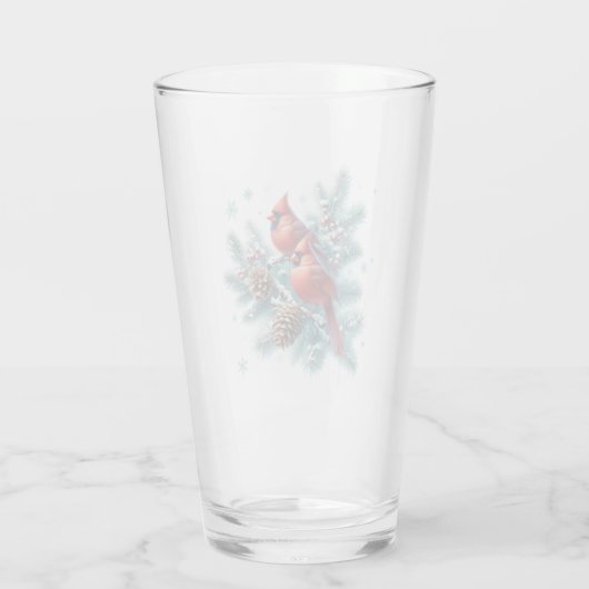 Red Cardinal Birds and Pine Christmas Glass Cup Glas (Achterkant)