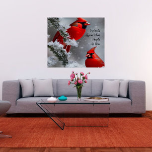 Red Cardinal Birds Angels zijn dichtbij Glossy Pos Perfect Poster
