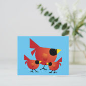 RED CARDINAL BIRDS CARTOON GRAPHICS CUTE HAPPY FAM BRIEFKAART (Staand voorkant)