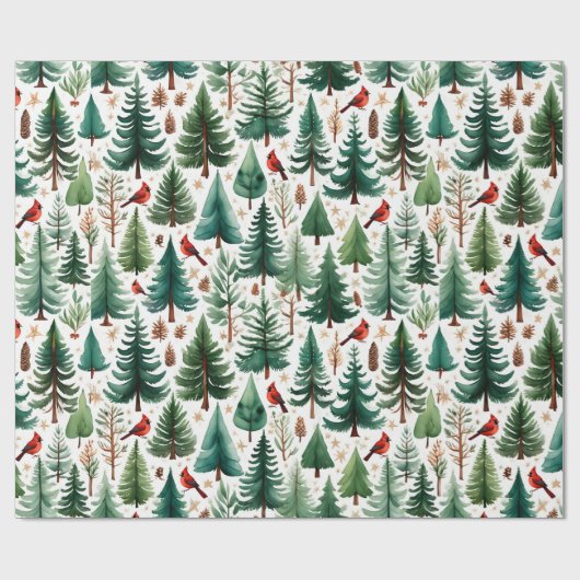 Red Cardinal Christmas Bird Holiday Cadeaupapier (Vlak)