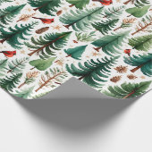 Red Cardinal Christmas Bird Holiday Cadeaupapier (Hoek)