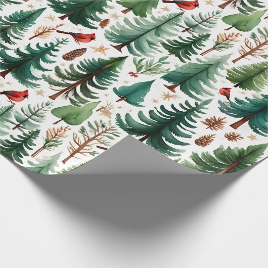 Red Cardinal Christmas Bird Holiday Cadeaupapier (Hoek)
