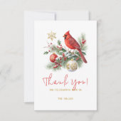 Red Cardinal Christmas Bouquet Personalized Text  Bedankkaart (Voorkant)