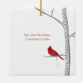 Red Cardinal Christmas Photo Custom Keramisch Ornament (Achterkant)