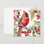 Red Cardinal en Red Berry Branch Kerstmis Feestdagenkaart (Voorkant / Achterkant)