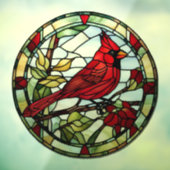 Red Cardinal Glas in lood Woodland Bird Raamsticker (Vel 3)