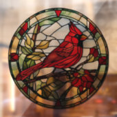 Red Cardinal Glas in lood Woodland Bird Raamsticker (Vel 2)