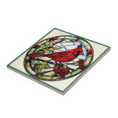 Red Cardinal Glas in lood Woodland Bird Tegeltje (Zijkant)