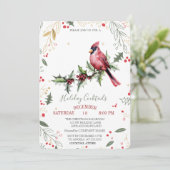 Red Cardinal Holly Berry Company Kerst Kaart (Staand voorkant)