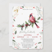 Red Cardinal Holly Berry Company Kerst Kaart (Voorkant)