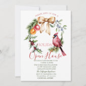 Red Cardinal Holly Berry Open Huis Kaart (Voorkant)