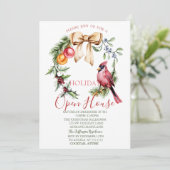 Red Cardinal Holly Berry Open Huis Kaart (Staand voorkant)