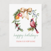 Red Cardinal Holly Berry Vakantie Aankondigingskaart (Voorkant)