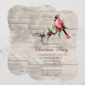 Red Cardinal Holly Berry Wood Christmas Corporate Kaart (Voorkant / Achterkant)