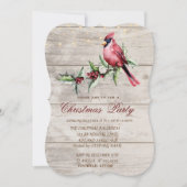 Red Cardinal Holly Berry Wood Christmas Corporate Kaart (Voorkant)