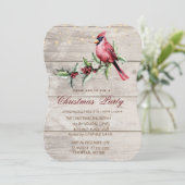 Red Cardinal Holly Berry Wood Christmas Corporate Kaart (Staand voorkant)