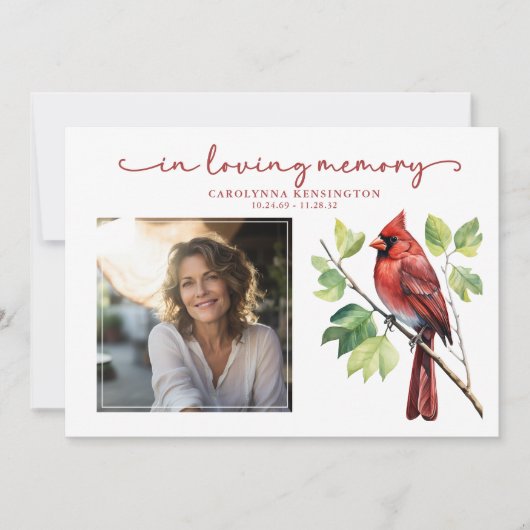 Red Cardinal Memorial begrafenisprogramma Kaart (Voorkant)