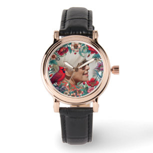 Red Cardinal Memorial Keepsake FOTO Horloge