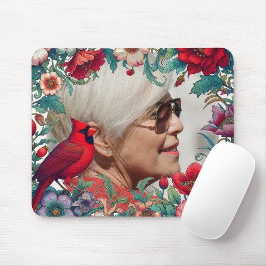 Red Cardinal Memorial Keepsake FOTO Muismat (Met muis)