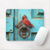 Red Cardinal On a Rusty Door Knocker Muismat (Met muis)
