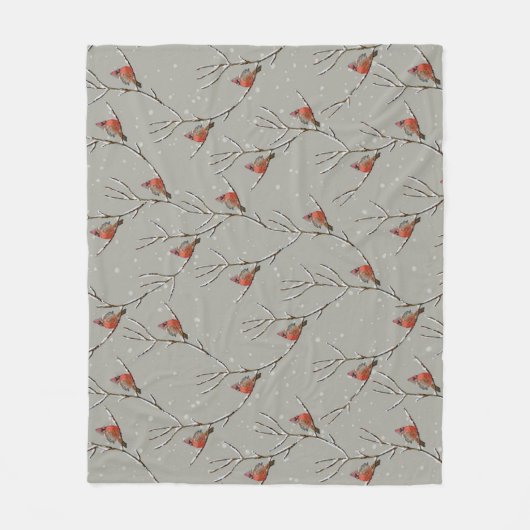 Red Cardinal Perched on a Tree Branch Fleece Blank (Voorkant)