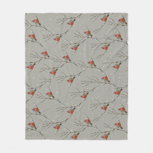 Red Cardinal Perched on a Tree Branch Fleece Blank Deken