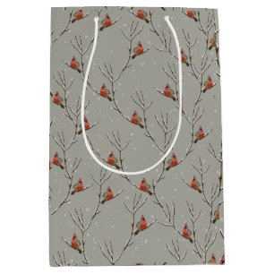 Red Cardinal Perched on a Tree Branch Gift Bag Medium Cadeauzakje