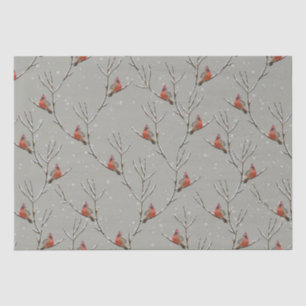 Red Cardinal Perched on a Tree Branch Tissue Paper Tissuepapier