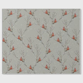 Red Cardinal Perched on a Tree Branch Wrapping Pap Cadeaupapier (Vlak)