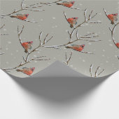 Red Cardinal Perched on a Tree Branch Wrapping Pap Cadeaupapier (Hoek)