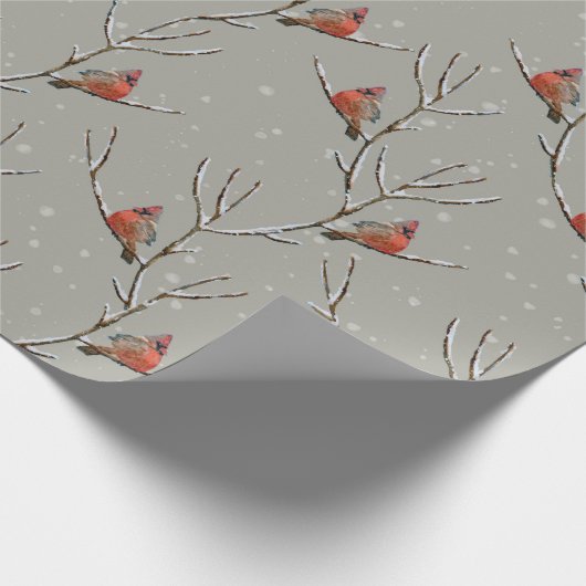 Red Cardinal Perched on a Tree Branch Wrapping Pap Cadeaupapier (Hoek)