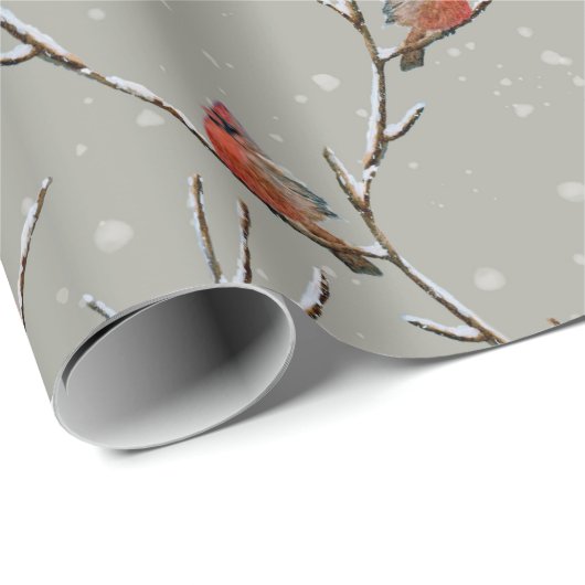 Red Cardinal Perched on a Tree Branch Wrapping Pap Cadeaupapier (Rol Hoek)