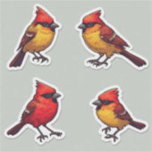 Red Cardinal & Songbird Set for Scrapbooking gifts Sticker (Voorkant)