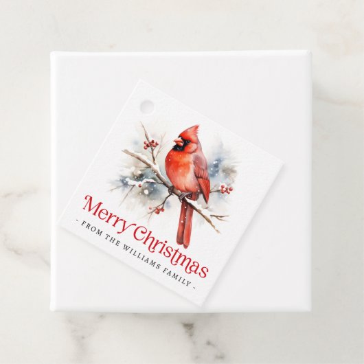 Red cardinal winter branch Merry Christmas to from Bedankjes Labels (In situ)