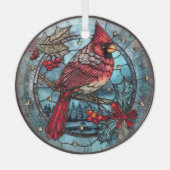 Red Cardinal Winter Scene  Glas Ornament (Voorkant)