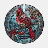 Red Cardinal Winter Scene  Glas Ornament (Achterkant)