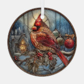Red Cardinal Winter Scene with Holly  Glas Ornament (Achterkant)