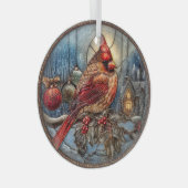Red Cardinal Winter Scene with Holly  Glas Ornament (Voorkant Rechts)