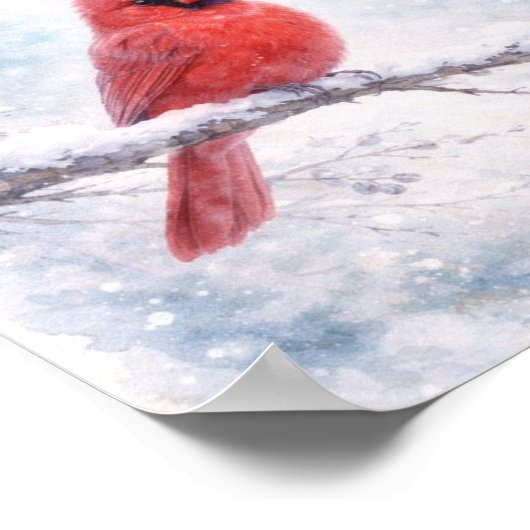Red Cardinal Winter Watercolor Art Print  (Hoek)