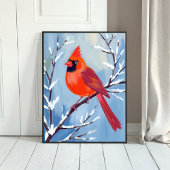 Red Cardinal | Winter Watercolor Holiday Poster