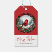 Red Cardinal with Holly Berries Cadeaulabel (Voorkant)