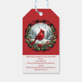 Red Cardinal with Holly Berries Cadeaulabel (Achterkant)