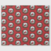 Red Cardinal with Holly Berries Cadeaupapier (Vlak)