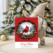 Red Cardinal with Holly Berries Feestdagenkaart