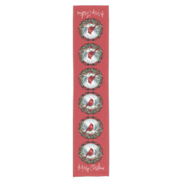 Red Cardinal with Holly Berries Korte Tafelloper