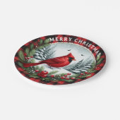 Red Cardinal with Holly Berries Papieren Bordje (Gekanteld)